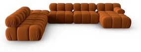 Pomarańczowa aksamitna sofa 379 cm Bellis – Micadoni Home