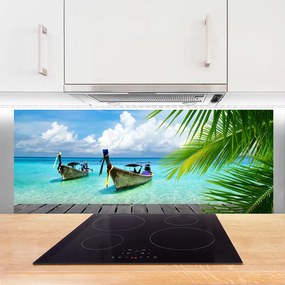 Panel Szklany Kolorowe Łodzie na Falach