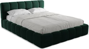 Łóżko 180 x 228 - z weluru - butelkowa zieleń - NALU