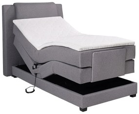 Łóżko kontynentalne: zagłówek łóżka + stelaż z elektryczną funkcją relaksu + materac + nakładka na materac CASTEL marki PALACIO - 100x200cm - jasnoszara tkanina