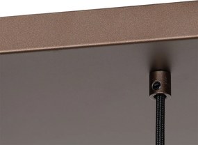 Lampa wisząca w stylu art deco, ciemny brąz z bursztynowym szkłem, 8-światłowa - Sandra