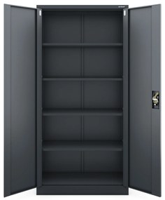 Biurowa szafa metalowa na akta JAN, 900 x 1850 x 400 mm, antracytowa