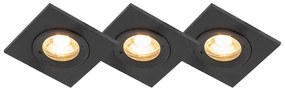 Zewnetrzna Zestaw 3 łazienkowych opraw typu downlight w kolorze czarnym IP44 - Xena Square Nowoczesny Oswietlenie zewnetrzne