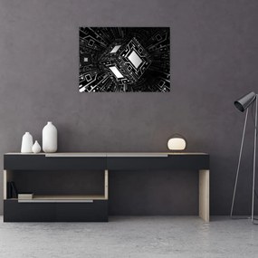 Obraz na szkle - abstrakcyjny sześcian (70x50 cm)
