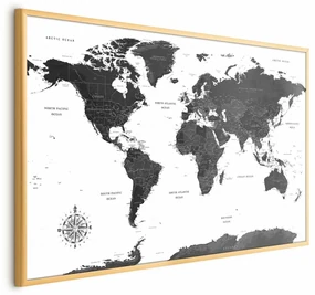 Plakat Monochromatyczna mapa 30x21 cm z ramą złotą bez marginesu ARTGEIST B