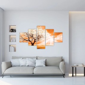 Pomarańczowy obraz drzewa (125x70 cm)