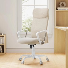 SongmicsHome Krzesło biurowe DINA, max. 120 kg, beżowa/biała