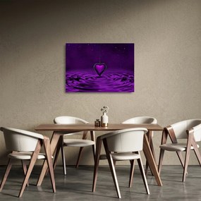 Obraz na szkle - fioletowe serce (70x50 cm)