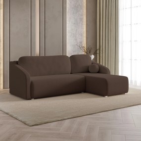 Masseno Narożnik MARELLO z funkcją spania i pojemnikiem na pościel Narozniki L, Rozkładana sofa - Brązowy, QUELLE 25