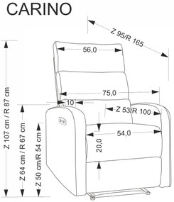 Fotel wypoczynkowy elektryczny rozkładany z masażerem beżowy CARINIO