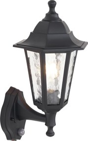 Zewnętrzna lampa ścienna czarna z czujnikiem ruchu IP44 - New Haven Hammered