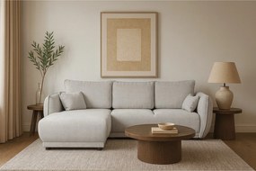 Narożnik lewy Loren z funkcją spania 255x165x91 cm – tkanina Raven 6 jasno szara