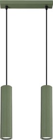 Lampa Wisząca Minimalistyczny Karbon, Aluminium - 2 Źródło - L.30 X H.90 Cm - Zielony Oliwkowy