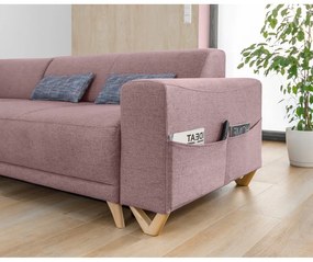 Różowy rozkładany/ze schowkiem narożnik (lewostronny/w kształcie litery L) Classy Sophie – Miuform