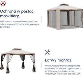 Outsunny Pawilon Ogrodowy 3x3 m z Ochroną UV i Dachem Podwójnym 294x294 cm | Aosom PL