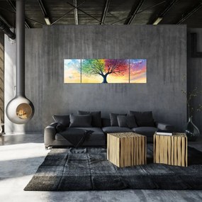 Obraz – Malowane drzewo czterech pór roku (170x50 cm)