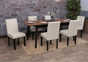 Zestaw 6 krzeseł do jadalni Littau ze sztucznej skóry,  imitacja skóry, biały, ciemne nogi