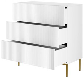 Komoda z szufladami Nicole 100 cm - biały mat / złote nóżki