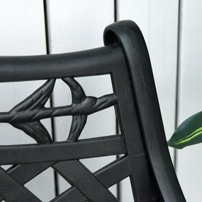 Ławka Ogrodowa Outsunny dla 2 osób z Aluminiową Ramą i Podłokietnikami – Elegancki Design w Kolorze Czarnym