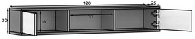 Półka z szafkami LANZZI 120 cm, czarna