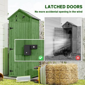 Outsunny Szafka Ogrodowa Drewniana z 3 Półkami, Zamykane Drzwi, Asfaltowy Dach, Wentylacja | Aosom PL