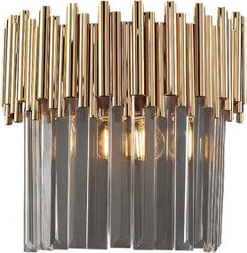 Kinkiet Ravel 2-punktowy z pozłacanego żelaza z kryształkami .28 P.14 BL268-AP2-OR