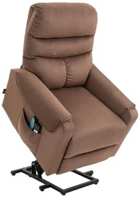HOMCOM Fotel telewizyjny z masażem i ogrzewaniem funkcja pomoc przy wstawaniu jasnobrązowy 79x97x103 cm | Aosom PL