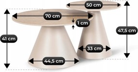 Zestaw Stolików Kawowych AVILA Trawertyn/Beż Nowoczesny