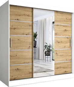 Szafa przesuwna 200 cm biały + dąb artisan B1-D19