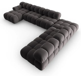 Ciemnoszara aksamitna sofa 379 cm Bellis – Micadoni Home
