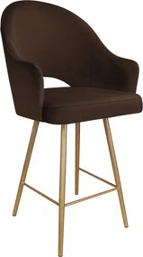 Hoker Velvet krzesło barowe tkanina Welur podstawa metalowa : Kolor nogi - Złota stożek, Kolor tkaniny - VELVET - MG05, Typ siedziska - Siedzisko stałe