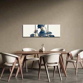 Obraz - Marmurowy profil kobiety (z zegarem) (90x30 cm)