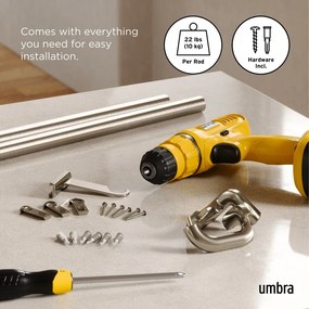Stalowy regulowany karnisz 76 - 213 cm Twilight – Umbra
