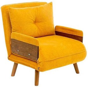 Nowoczesny fotel-łóżko – 77 x 70 x 82 cm – Musztardowo-żółty – metalowa rama