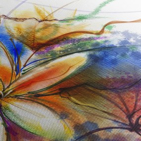 Obraz - Kwiat (z zegarem) (90x30 cm)