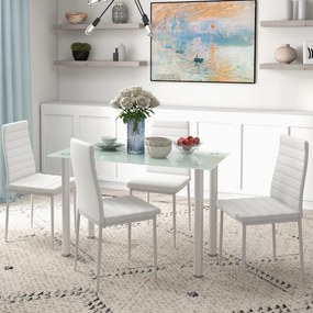 HOMCOM Zestaw stołowy 5 części stół i 4 krzesła nowoczesny biały do jadalni | Aosom PL