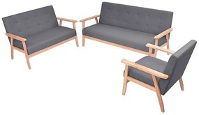 3-częściowy ciemnoszary zestaw wypoczynkowy - Kifi 3D
