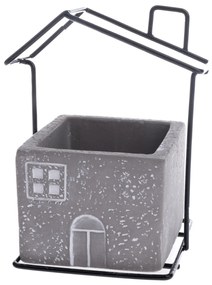 Betonowa osłonka na doniczkę House szary, 11 x 14 x 8,7 cm