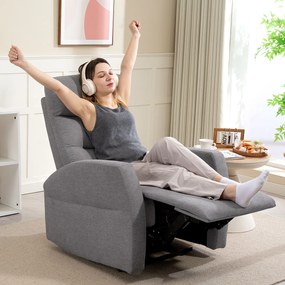 HOMCOM Regulowany Fotel Relaksacyjny z Podnóżkiem, Nowoczesny Tapicerowany Fotel, Ciemnoszary