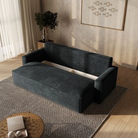 Masseno Sofa MENI z funkcją spania i pojemnikiem na pościel, Rozkładana sofa - Czarny, LUMO 80