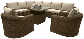 Rattanowy zestaw narożny modułowy BORNEO LUXURY dla 8 osób (brązowy)
