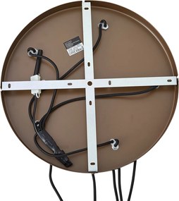 Lampa wisząca w stylu hotelowym, ciemny brąz z bursztynowym szkłem, 5-punktowa - Stavelot