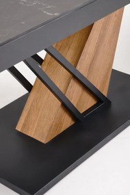 Stół rozkładany spiek czarny marmur/dąb złoty 160-200/90/76 cm VOLANT 160