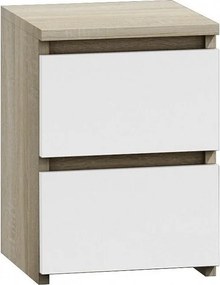 Szafka Nocna Malwa M2 | Dąb Sonoma/Biel | 30x30x40 cm | 2 Szuflady