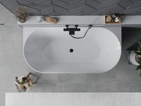 Mexen Oval Slim wanna wolnostojąca przyścienna 170 x 80 cm, biała/czarna, przelew czarny - 52661708075-70