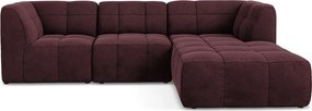 Bordowy aksamitny narożnik (prawostronny/z szezlongiem) Aloha – Makamii