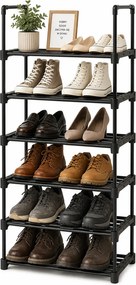 Metalowy czarny na buty stojak z 6 półkami F6-G27