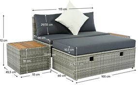 Zestaw ogrodowy rattanowy DEBRA,szary/naturalny/kremowy