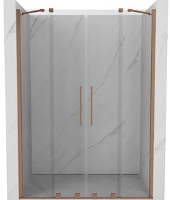 Mexen Velar Duo drzwi prysznicowe rozsuwane 160 cm, transparent, miedź szczotkowana - 871-160-000-02-65