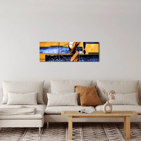 Obraz obrazu abstrakcyjnego (z zegarem) (90x30 cm)